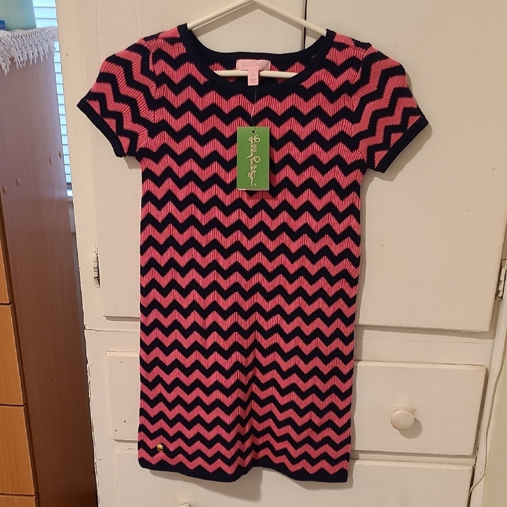 Lilly Pulitzer Pink and Black Zigzag Kids Dress
